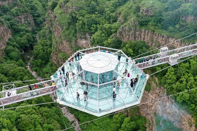Dashbashi Canyon, Glass Bridge, Bicycle Zip Line, Swing, Private Full Day Tour - Walking onto the glass bridge above the gorge