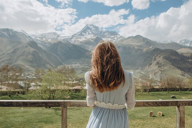 Kazbegi&Gudauri Small group tour including hotel pick up/drop-off - The Friendship Monument brings huge mountain views