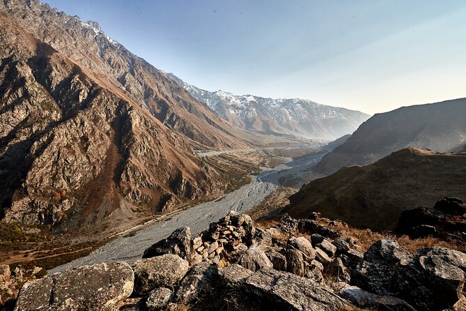 Private day trip to the Caucasus mountains and the Russian border - Gergeti Trinity Church above Kazbegi
